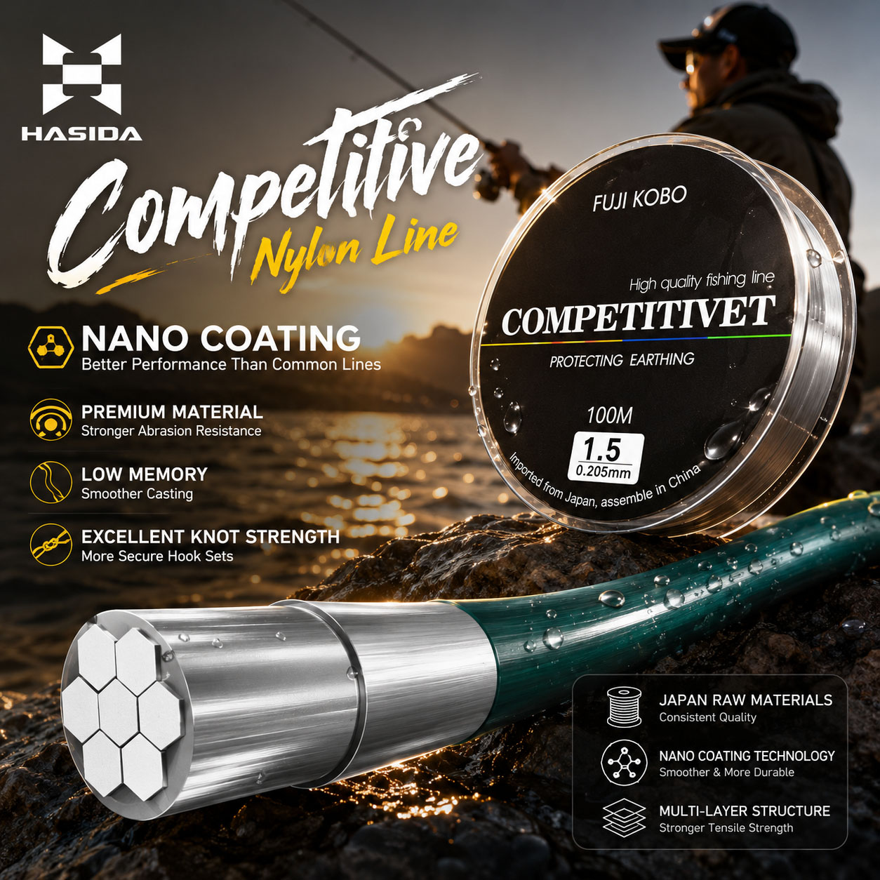 Copolymer Line - HASIDA FUJI KOBO Nylon Japans geïmporteerd