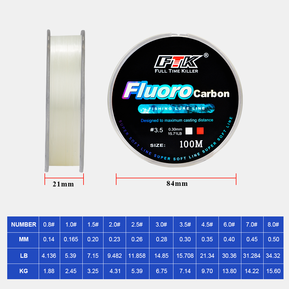 FTK 100m 4.13-34.32LB Fluoroca - Copolymer Line recensie en prijs